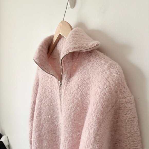 Aritzia Wilfred Free Gwyneth Wool Alpaca Cropped Quarter-Zip Knit Sweater Small - Picture 6 of 9